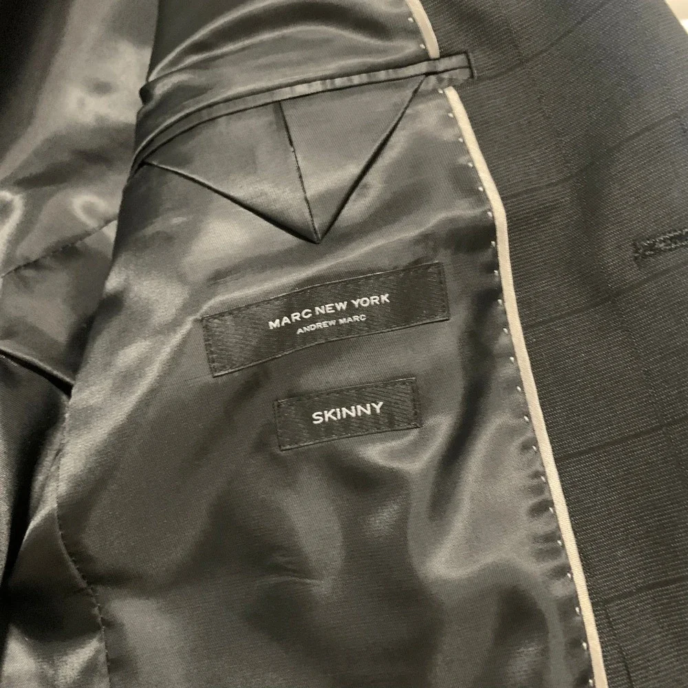 Mark New York Boys Cromwell Skinny Suit Jacket Blazer Dark Grey Grid Size 12SK